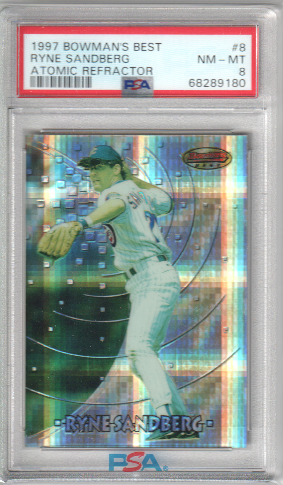 RYNE SANDBERG 1997 Bowmans Best #8 Atomic Refractor PSA 8 NM-MT - CUBS