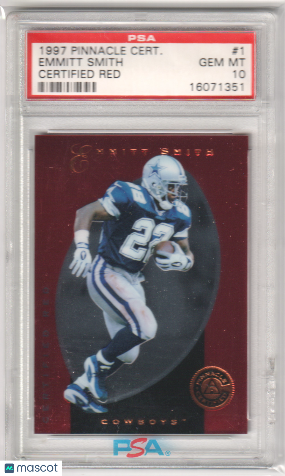 EMMITT SMITH 1997 Pinnacle Certified #1 Red PSA 10 GEM MINT - COWBOYS Pop 4