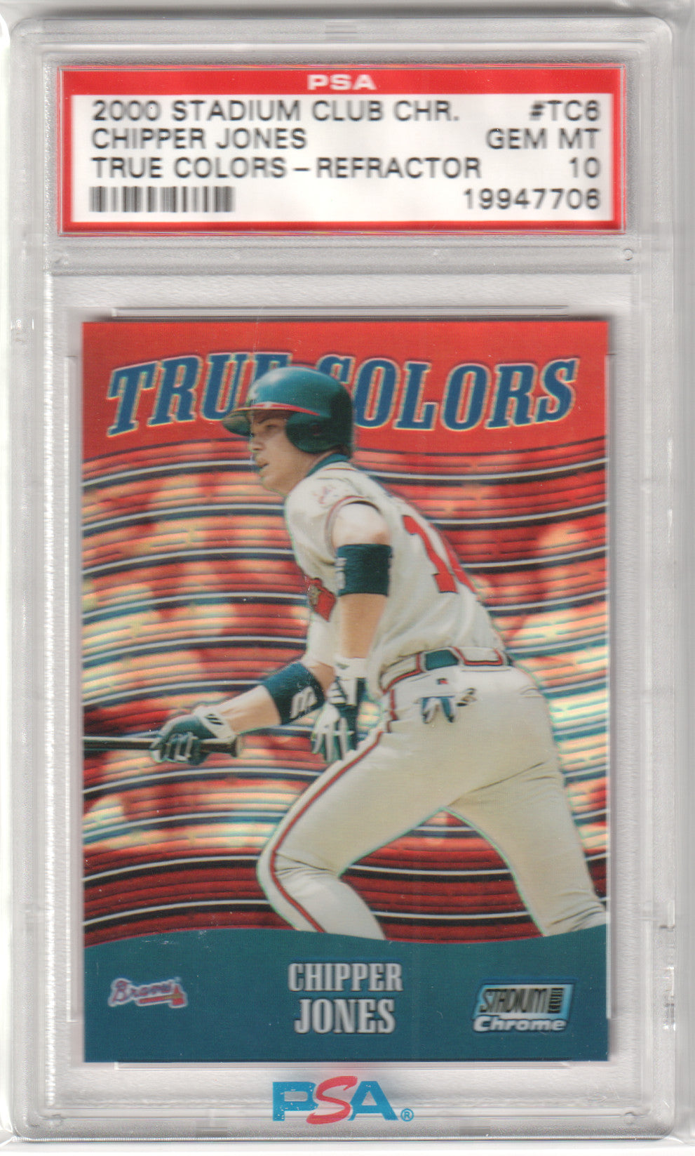 CHPPER JONES 2000 Stadium Club Chrome True Colors #TC6 Refractor PSA 10 Pop 5