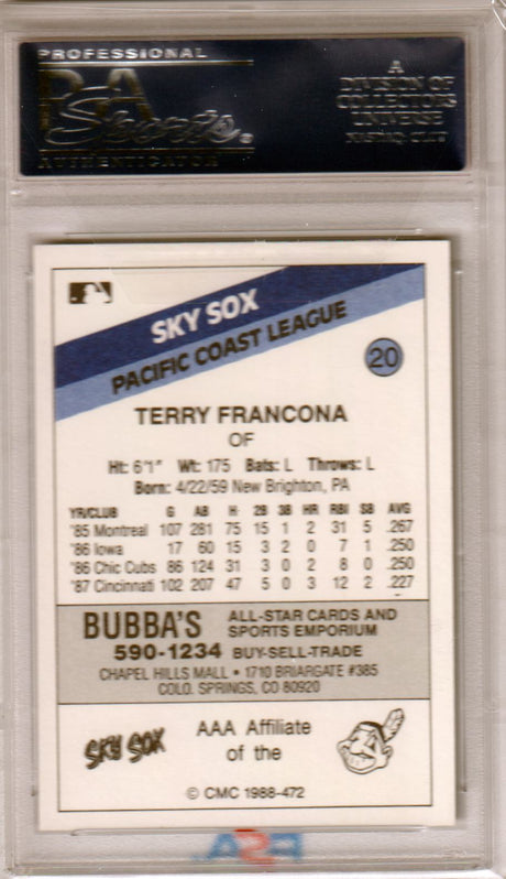 TERRY FRANCONA 1988 CMC Colorado Springs Sky Sox #20 PSA 10 GEM MINT POP 1!