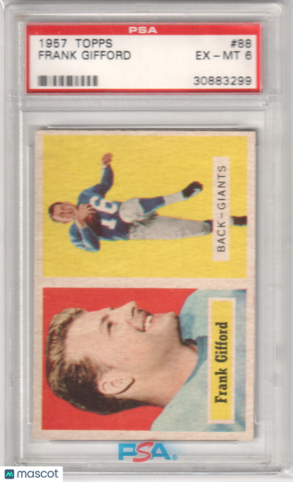 FRANK GIFFORD 1957 Topps #88 PSA 6 EX-MT - GIANTS