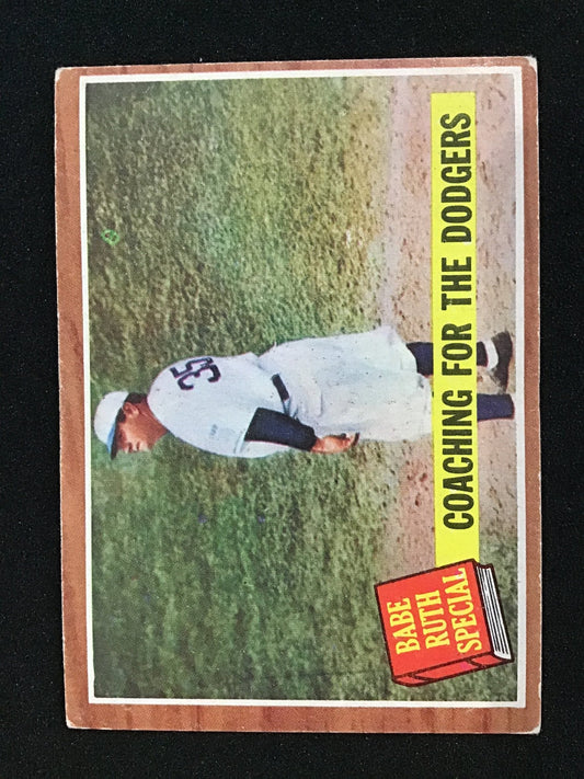 Babe Ruth Topps 1960 Special Coaching For The Dodgers #142 - Columbia Hobby - Sports Card Boxes - Toploaders - Card Savers