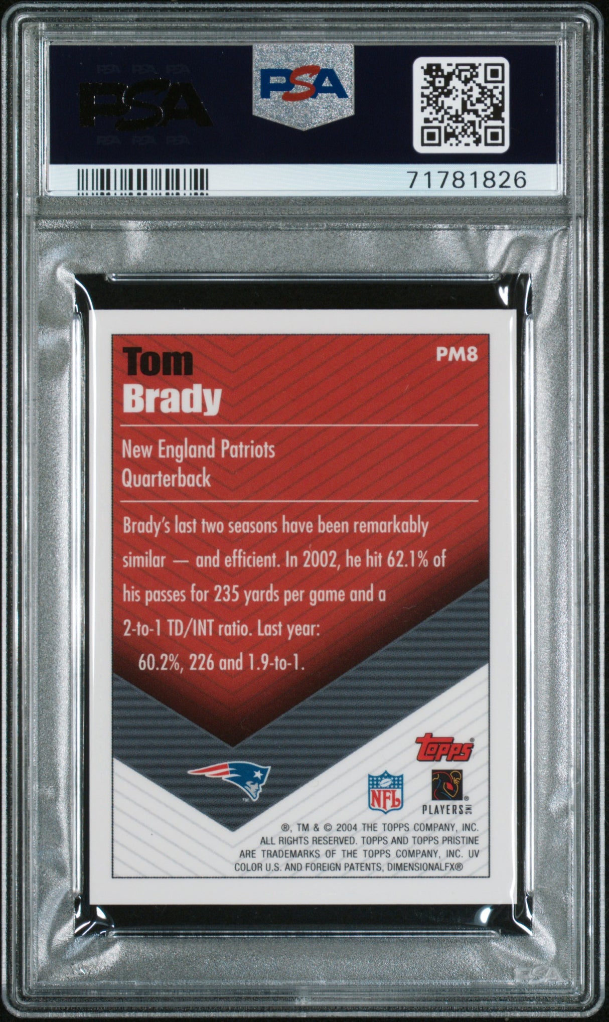 TOM BRADY 2004 Topps Pristine Mini #PM8 PSA 9 MINT - PATRIOTS