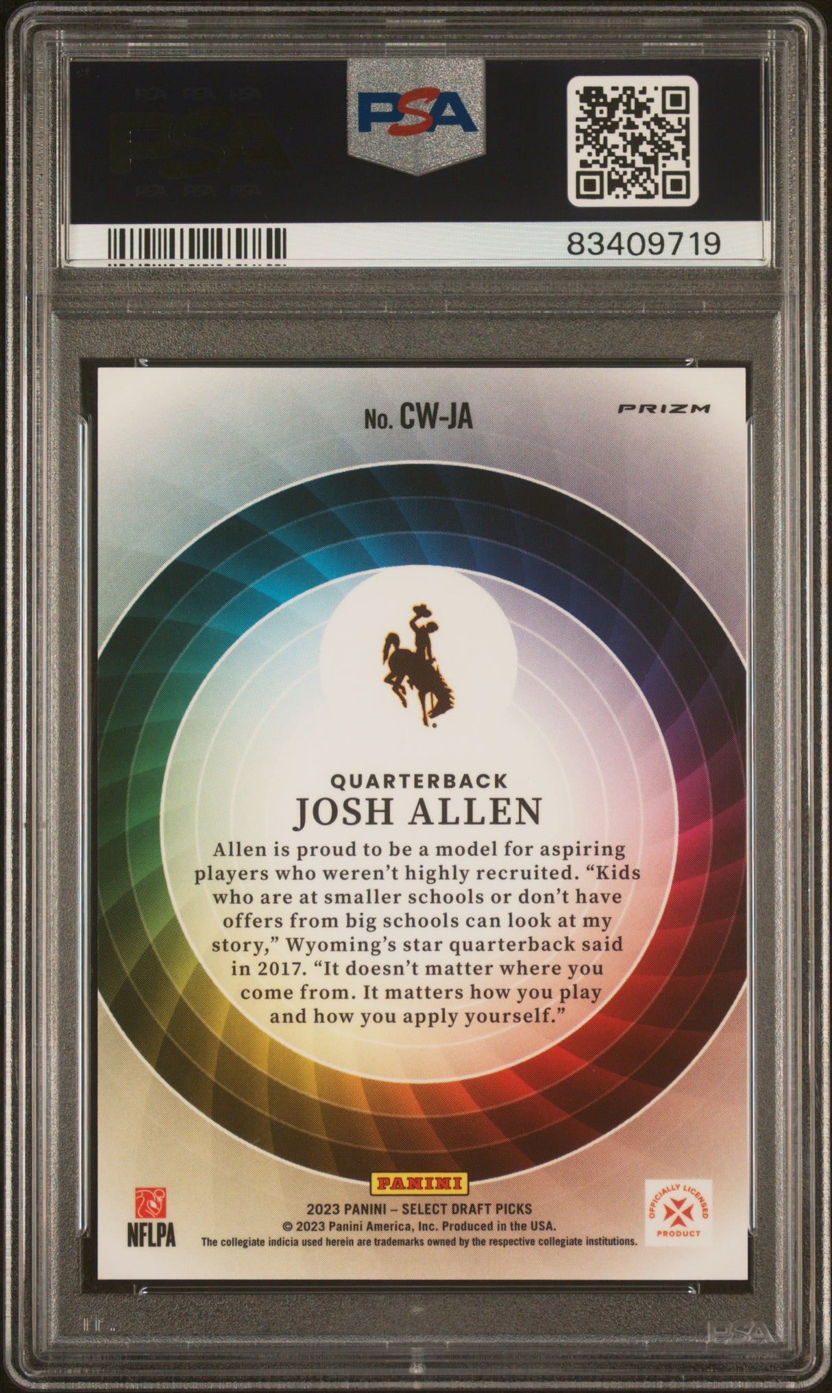 JOSH ALLEN 2023 Panini Select Draft RAINBOW Color Wheel #CWJA PSA 10 GEM
