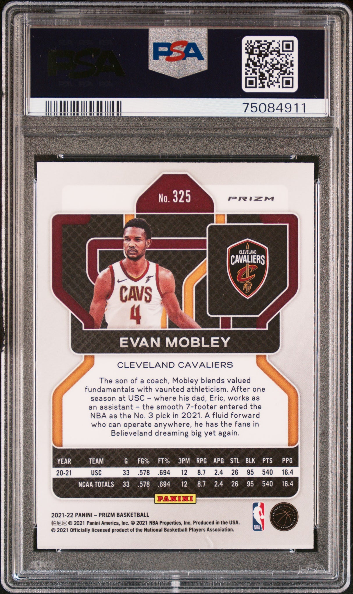 EVAN MOBLEY 2021-22 Panini Prizm RC Rookie #325 Orange Ice PSA 10 GEM MINT