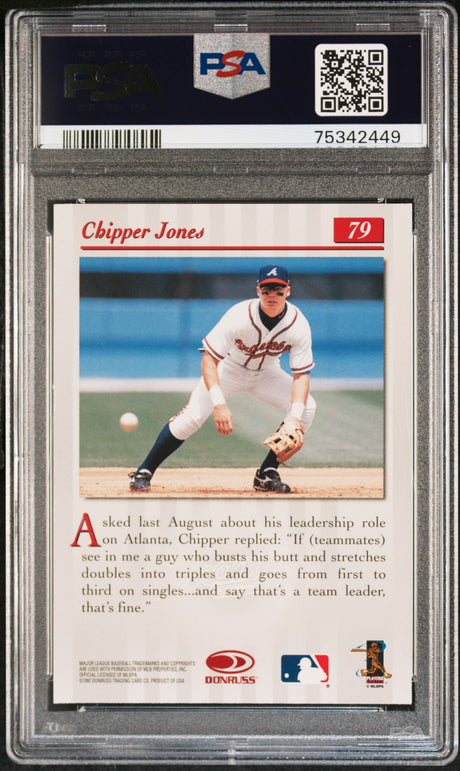 CHIPPER JONES 1997 Donruss Studio Press Proof Gold #79 PSA 7 NM - BRAVES