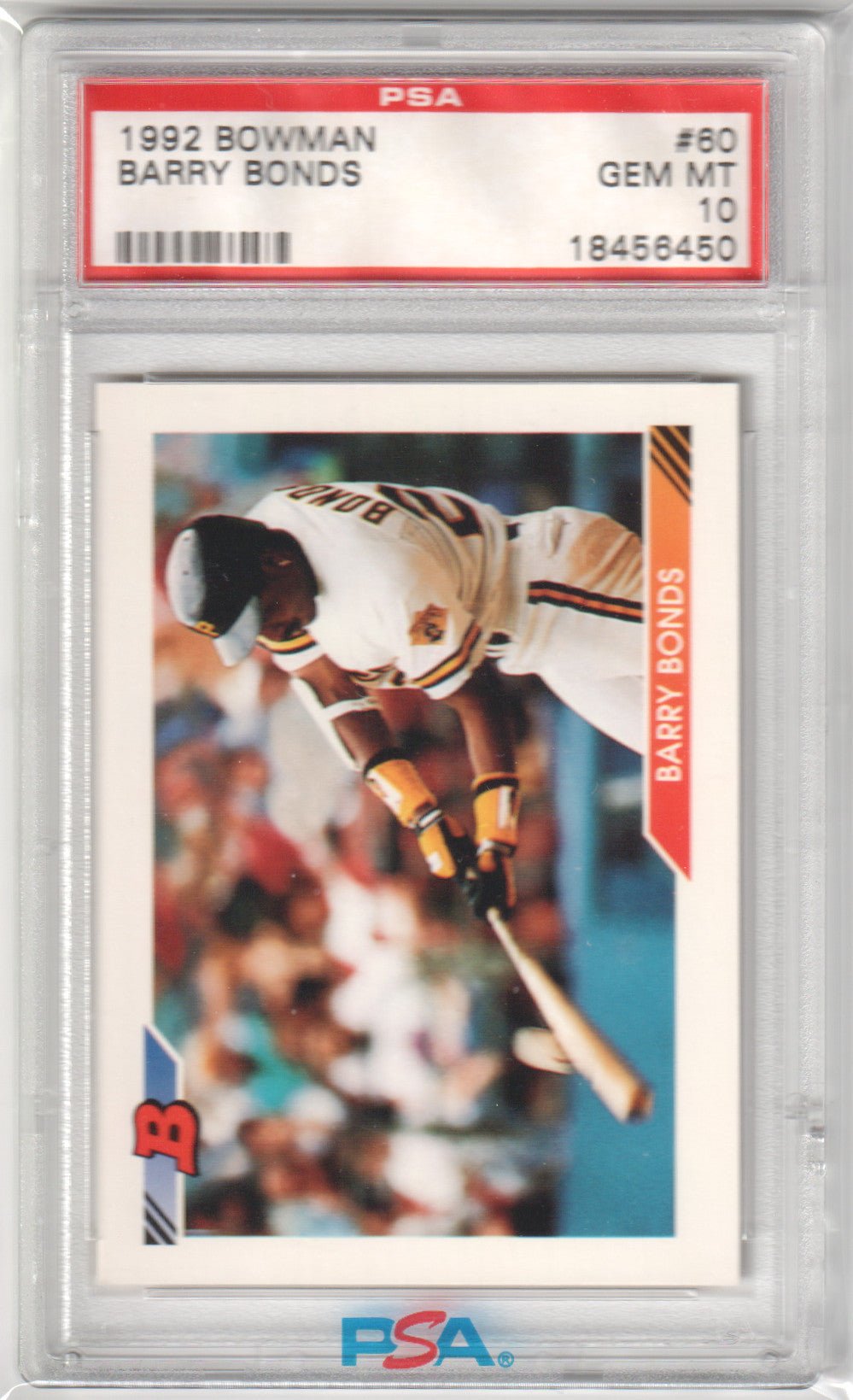 BARRY BONDS 1992 Bowman #60 PSA 10 GEM MINT - PIRATES - Columbia Hobby - Sports Card Boxes - Toploaders - Card Savers