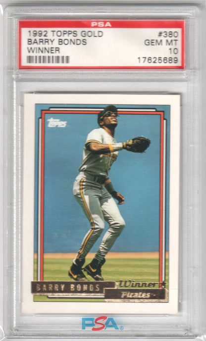 BARRY BONDS 1992 Topps Gold #380 Winner PSA 10 GEM MINT - GIANTS - Columbia Hobby - Sports Card Boxes - Toploaders - Card Savers