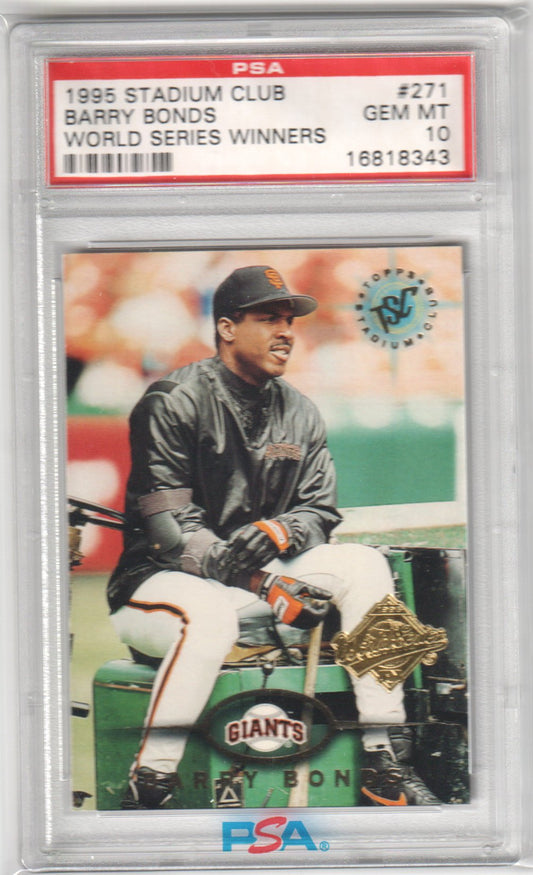 BARRY BONDS 1995 Stadium Club #271 World Series Winners PSA 10 GEM MINT Pop 5 - Columbia Hobby - Sports Card Boxes - Toploaders - Card Savers