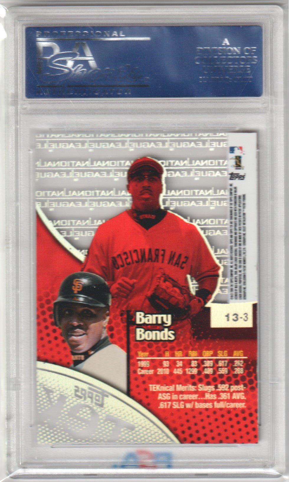 BARRY BONDS 2000 Topps Tek #13 - 3 PSA 10 GEM MINT - GIANTS Pop 13 - Columbia Hobby - Sports Card Boxes - Toploaders - Card Savers