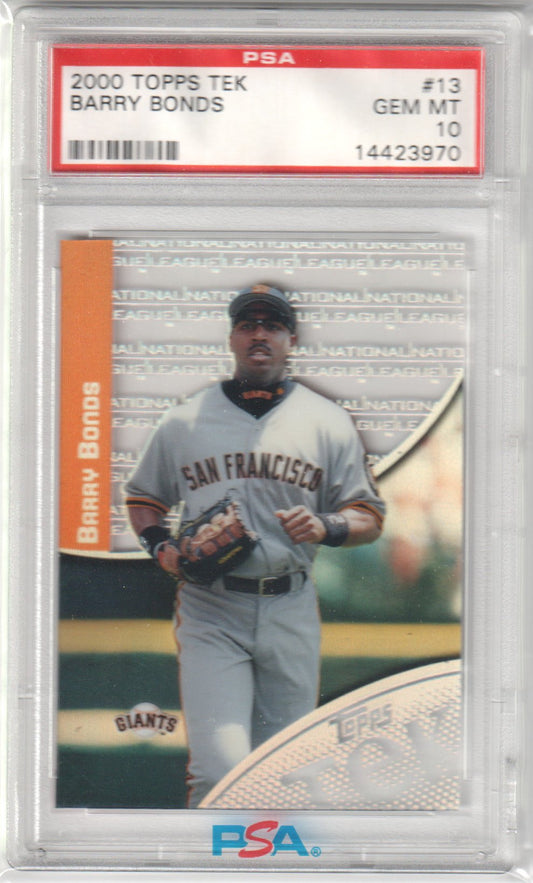 BARRY BONDS 2000 Topps Tek #13 - 3 PSA 10 GEM MINT - GIANTS Pop 13 - Columbia Hobby - Sports Card Boxes - Toploaders - Card Savers