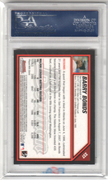 BARRY BONDS 2007 Bowman Chrome Draft #237 PSA 10 GEM MINT - GIANTS - Columbia Hobby - Sports Card Boxes - Toploaders - Card Savers