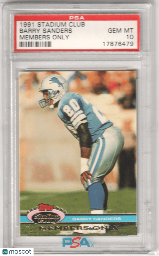 BARRY SANDERS 1991 Topps Stadium Club Members Only PSA 10 GEM MINT - LIONS - Columbia Hobby - Sports Card Boxes - Toploaders - Card Savers