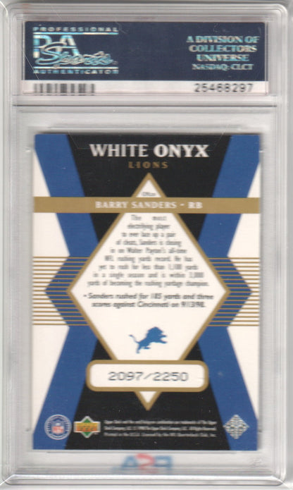 BARRY SANDERS 1998 Upper Deck Black Diamond Rookie RC - White Onyx PSA 6 LIONS - Columbia Hobby - Sports Card Boxes - Toploaders - Card Savers