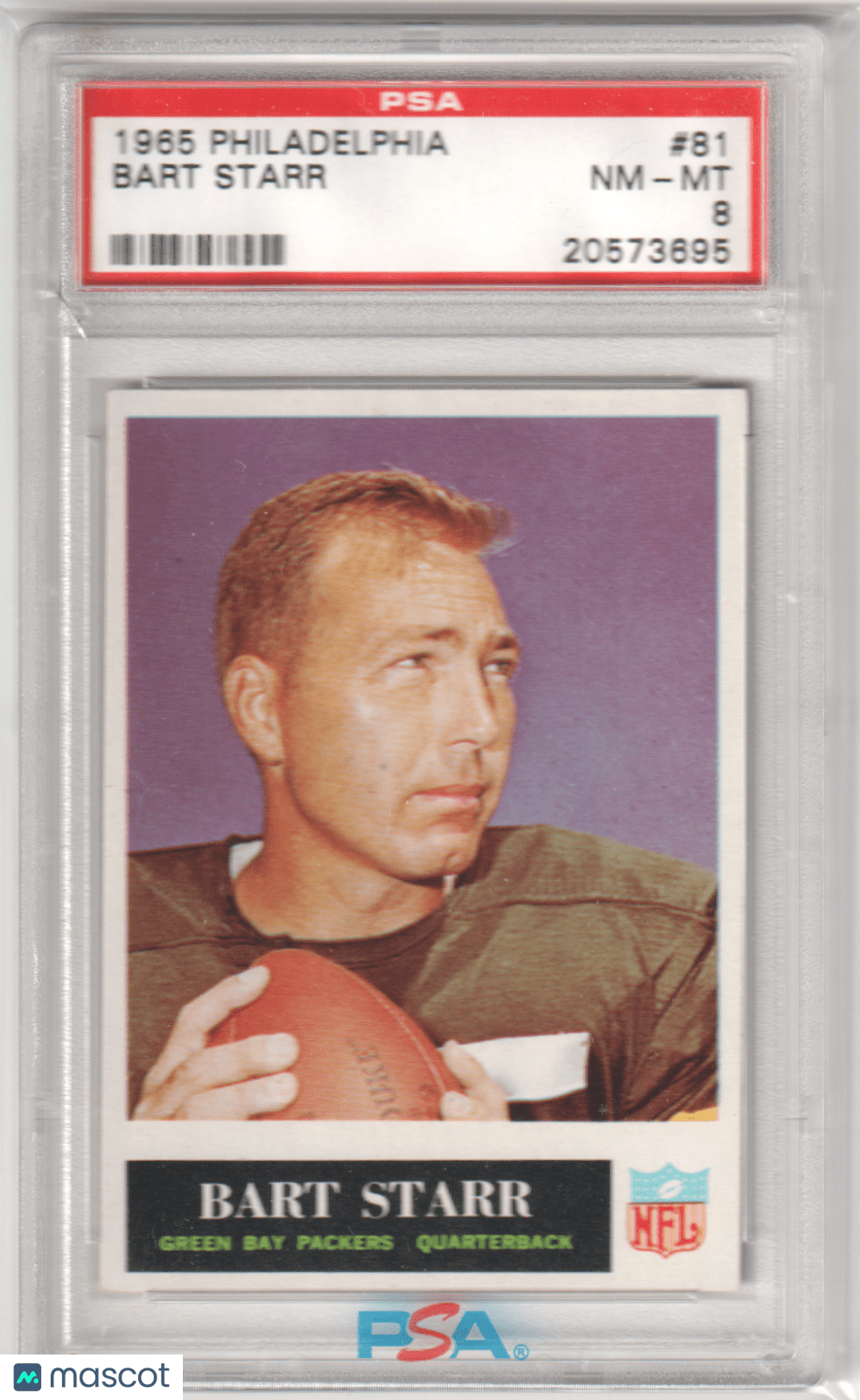 BART STARR 1965 Philadelphia 81 PSA 8 NM - MT - PACKERS - Columbia Hobby - Sports Card Boxes - Toploaders - Card Savers