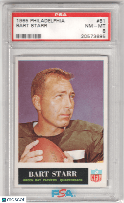 BART STARR 1965 Philadelphia 81 PSA 8 NM - MT - PACKERS - Columbia Hobby - Sports Card Boxes - Toploaders - Card Savers