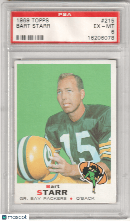 BART STARR 1969 Topps 215 PSA 6 EX - MT - PACKERS - Columbia Hobby - Sports Card Boxes - Toploaders - Card Savers