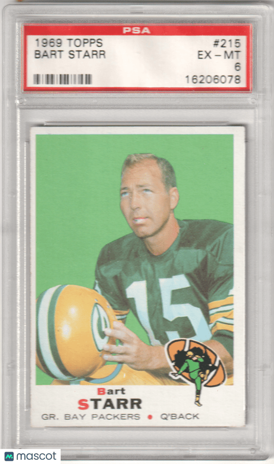 BART STARR 1969 Topps 215 PSA 6 EX - MT - PACKERS - Columbia Hobby - Sports Card Boxes - Toploaders - Card Savers