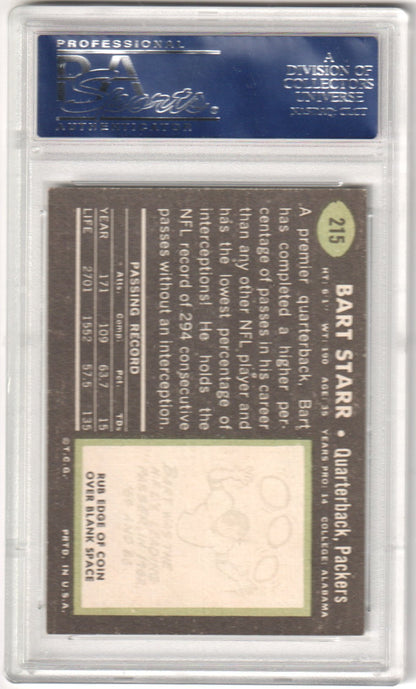 BART STARR 1969 Topps 215 PSA 6 EX - MT - PACKERS - Columbia Hobby - Sports Card Boxes - Toploaders - Card Savers