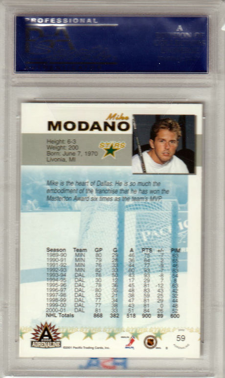 MIKE MODANO 2001 Pacific Adrenaline HOF #59 PSA 10 GEM MINT - STARS