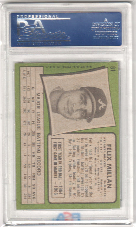 FELIX MILLAN 1971 Topps #81 PSA 7 NM - BRAVES