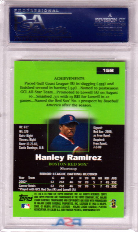 HANLEY RAMIREZ 2003 Topps Pristine #158 PSA 10 GEM MINT - RED SOX