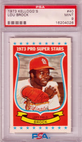 LOU BROCK 1973 Kellogg's Pro Super Stars #40 PSA 9 MINT - CARDINALS