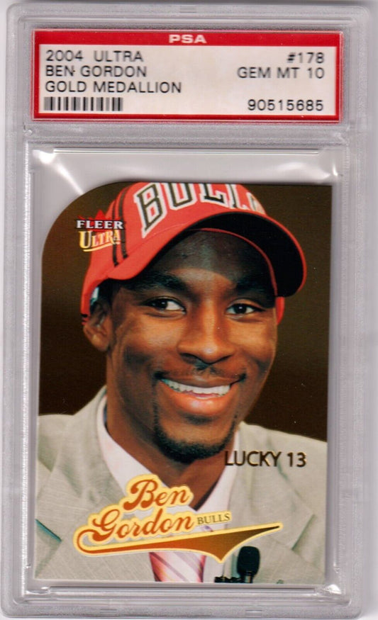 BEN GORDON 2004 - 05 Fleer Ultra RC Rookie Gold Medallion Lucky 13 PSA 10 - POP 5 - Columbia Hobby - Sports Card Boxes - Toploaders - Card Savers