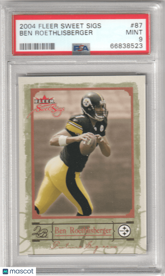 Ben Roethlisberger 2004 Fleer Sweet Sigs RC Rookie 87 PSA 9 MINT - STEELERS - Columbia Hobby - Sports Card Boxes - Toploaders - Card Savers