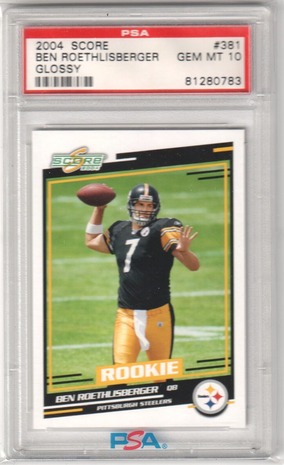 BEN ROETHLISBERGER 2004 Score Glossy RC Rookie PSA 10 GEM MINT - STEELERS - Columbia Hobby - Sports Card Boxes - Toploaders - Card Savers