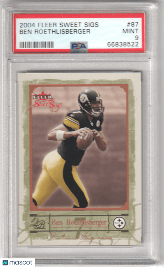BEN ROETHLISBERGR 2004 Fleer Sweet Sigs RC Rookie 87 PSA 9 MINT - Columbia Hobby - Sports Card Boxes - Toploaders - Card Savers