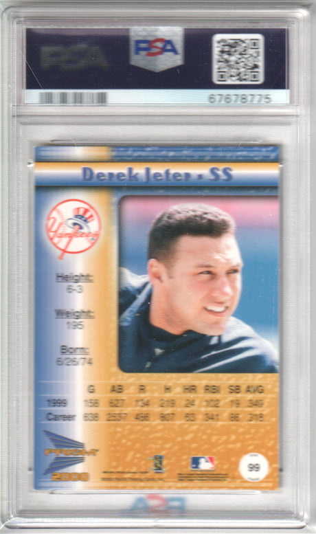 DEREK JETER 2000 Pacific Prism #99 Rapture Gold PSA 8 NM-MT - YANKEES Pop 1