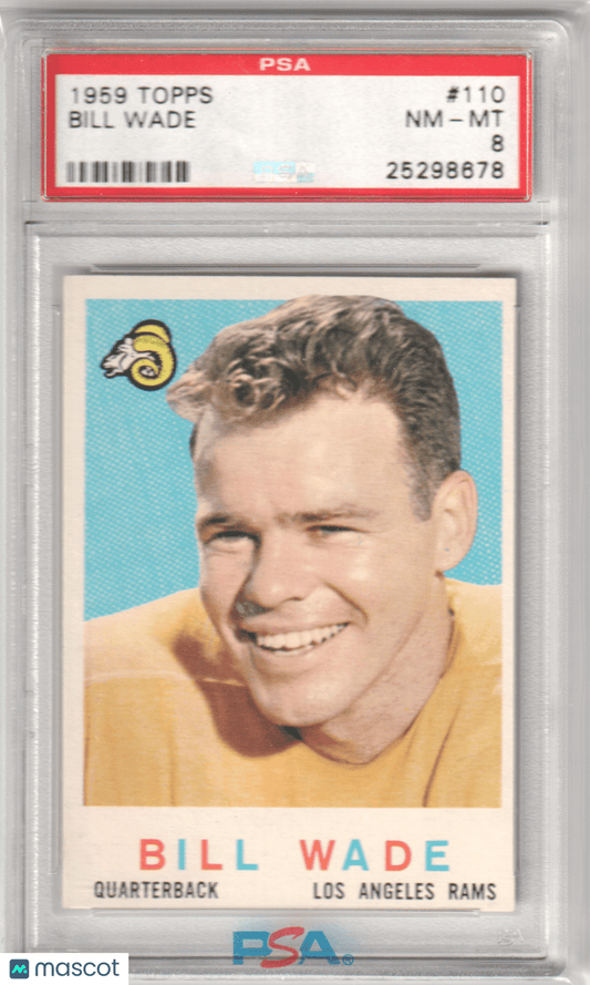 BILL WADE 1959 Topps 110 PSA 8 NM - MT - BEARS - Columbia Hobby - Sports Card Boxes - Toploaders - Card Savers