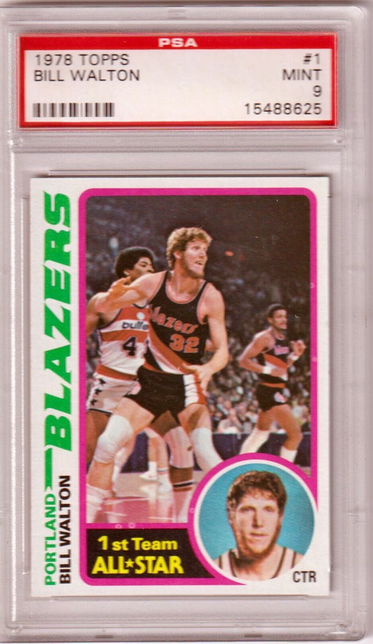 BILL WALTON 1978 - 79 Topps #1 PSA 9 MINT - BLAZERS - Columbia Hobby - Sports Card Boxes - Toploaders - Card Savers