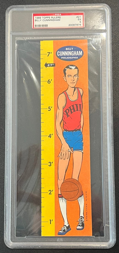 BILLY CUNNINGHAM 1969 - 70 Topps Rulers #21 PSA 5 EX - 76ERS - Columbia Hobby - Sports Card Boxes - Toploaders - Card Savers