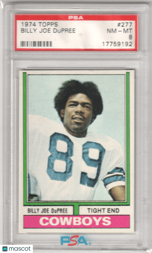 BILLY JOE DUPREE 1974 Topps RC Rookie 277 PSA 8 NM - MT - Columbia Hobby - Sports Card Boxes - Toploaders - Card Savers