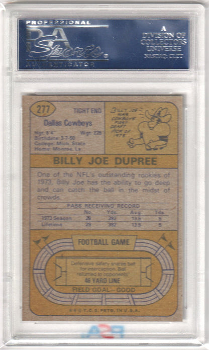 BILLY JOE DUPREE 1974 Topps RC Rookie 277 PSA 8 NM - MT - Columbia Hobby - Sports Card Boxes - Toploaders - Card Savers