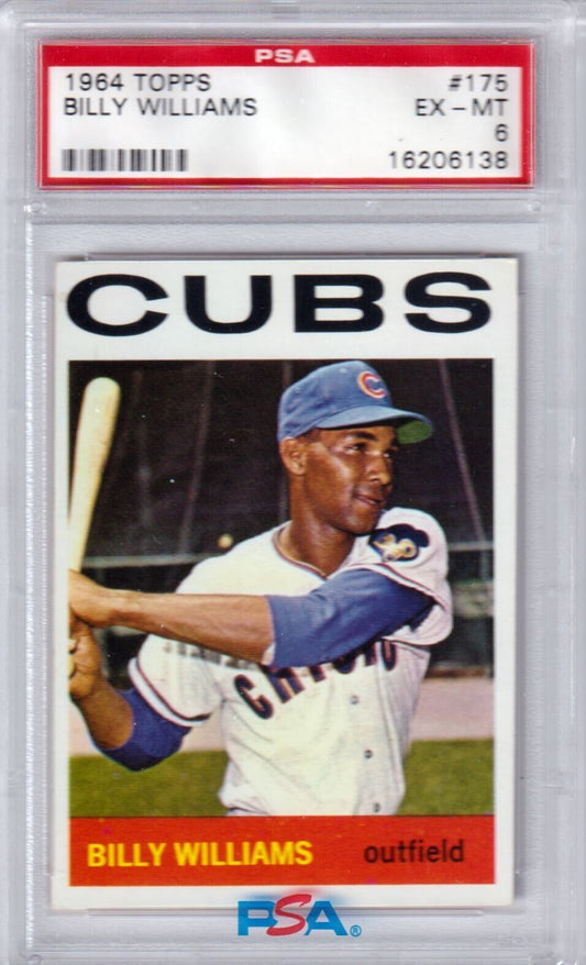 BILLY WILLIAMS 1964 Toppps #175 PSA 6 EX - MT - CUBS - Columbia Hobby - Sports Card Boxes - Toploaders - Card Savers