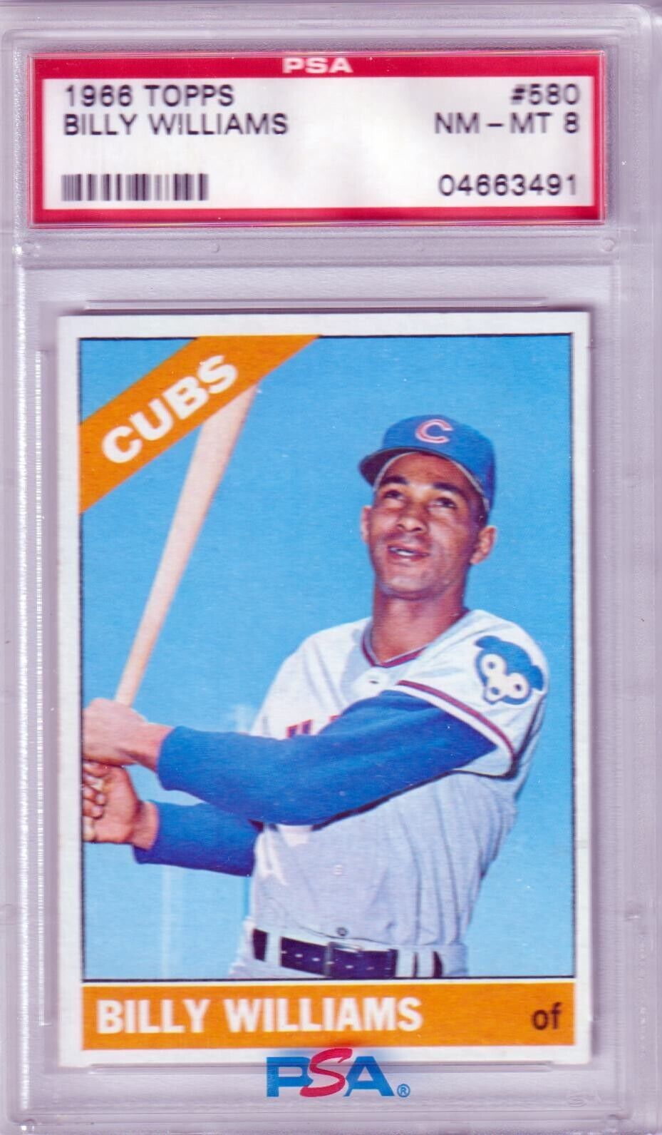 BILLY WILLIAMS 1966 Topps #580 PSA 8 NM - MT - CUBS - Columbia Hobby - Sports Card Boxes - Toploaders - Card Savers