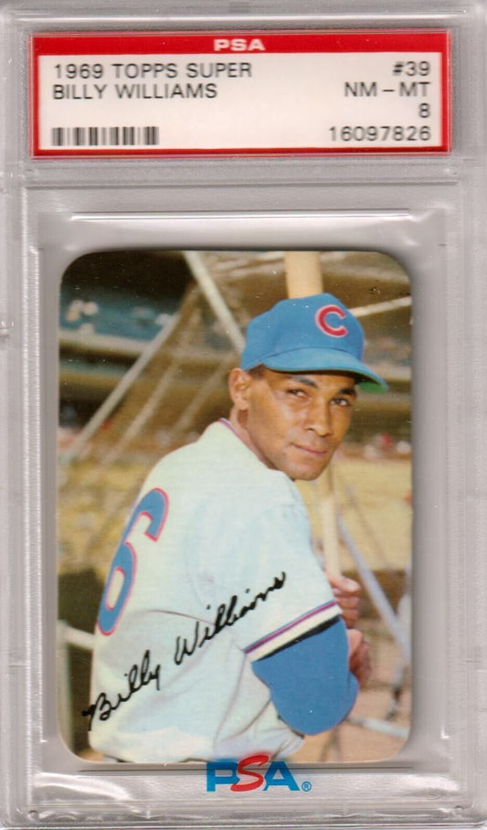 BILLY WILLIAMS 1969 Topps Super #39 PSA 8 NM - MT - CUBS - Columbia Hobby - Sports Card Boxes - Toploaders - Card Savers