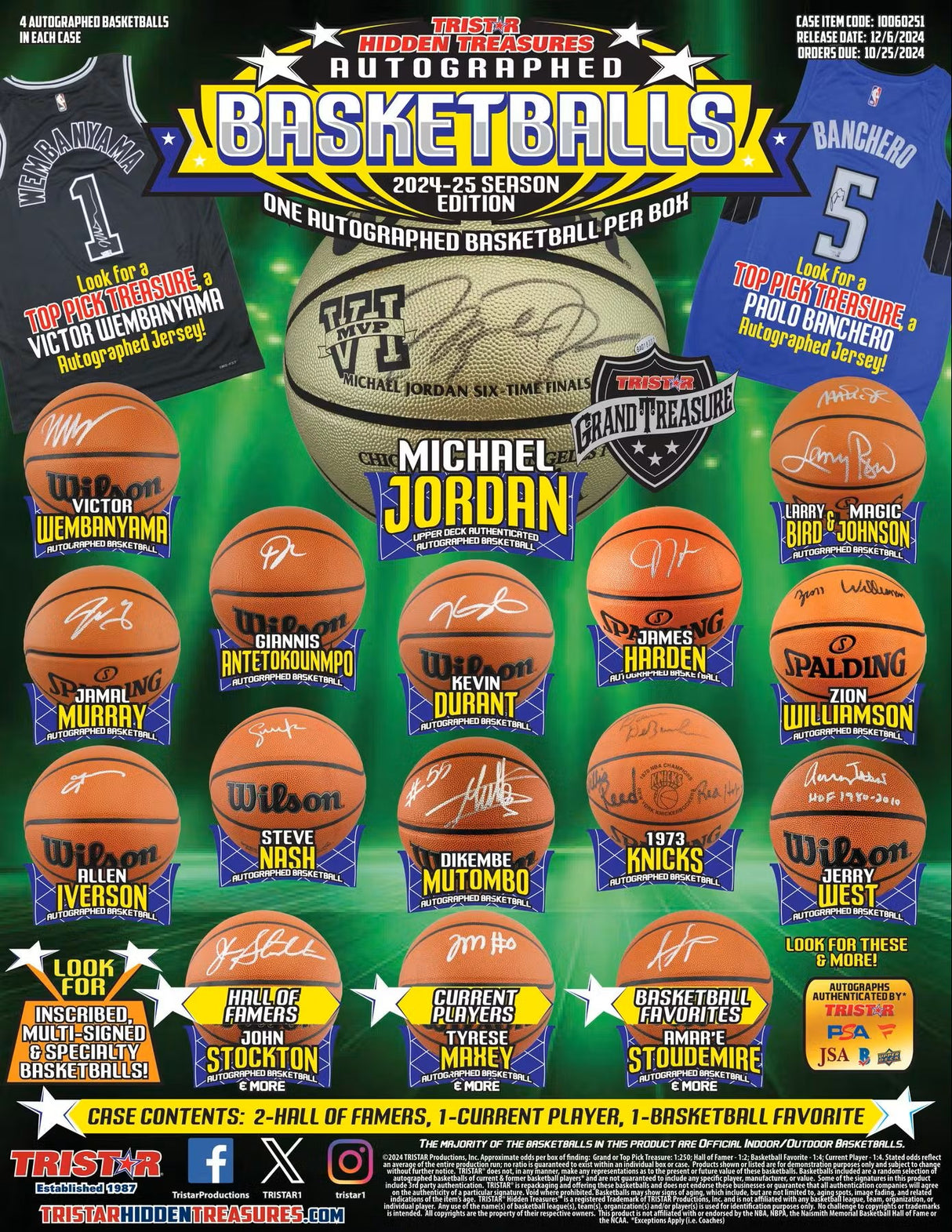 2024/25 TriStar Hidden Treasures Autographed Basketballs Season Edition Hobby Box