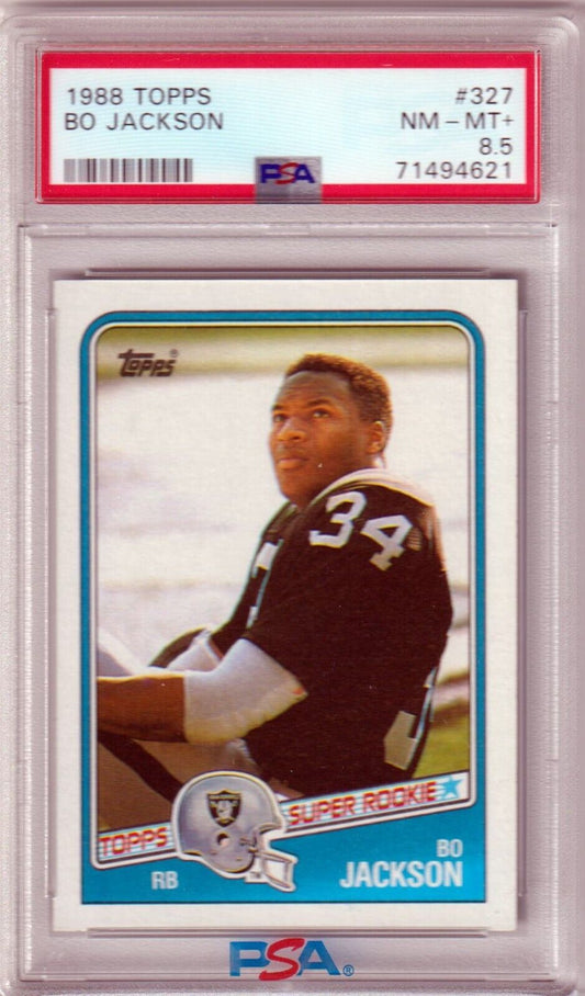 BO JACKSON 1988 Topps RC Rookie #327 PSA 8.5 NM - MT+ - RAIDERS - Columbia Hobby - Sports Card Boxes - Toploaders - Card Savers