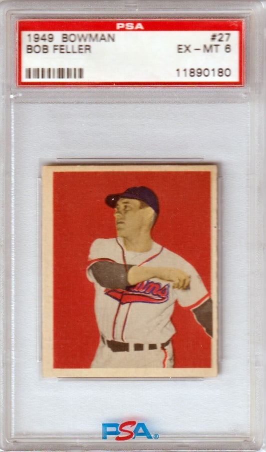 BOB FELLER 1949 Bowman #27 PSA 6 EX - MT - INDIANS - Columbia Hobby - Sports Card Boxes - Toploaders - Card Savers