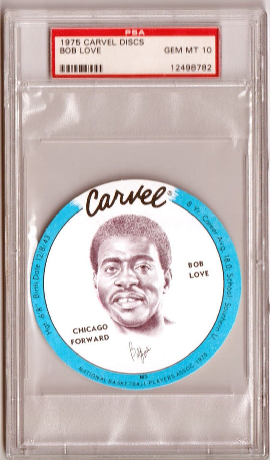 BOB LOVE 1975 Carvel Discs PSA 10 GEM MINT - BULLS - Columbia Hobby - Sports Card Boxes - Toploaders - Card Savers