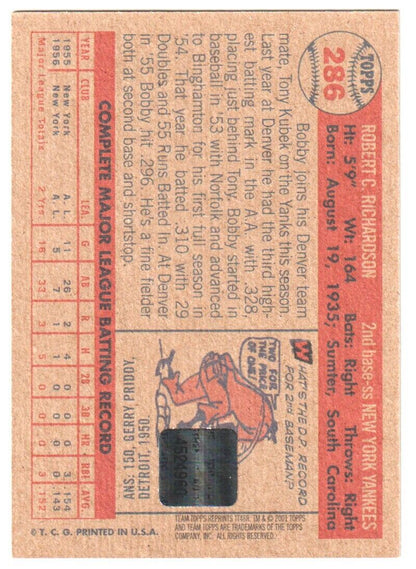 BOBBY RICHARDSON 2001 Topps Archives Autograph Auto - YANKEES - Columbia Hobby - Sports Card Boxes - Toploaders - Card Savers