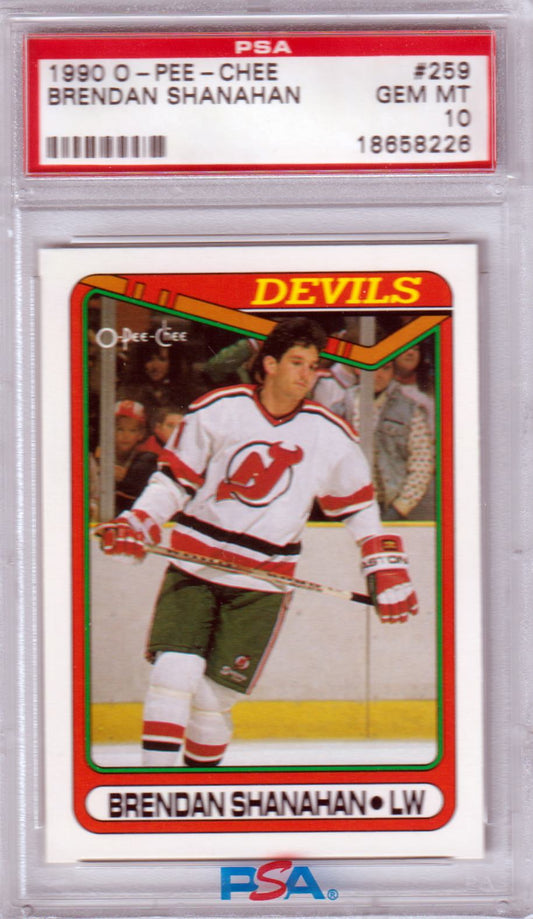 BRENDAN SHANAHAN 1990 - 91 O - Pee - Chee #259 PSA 10 GEM MINT - NETS POP 4 - Columbia Hobby - Sports Card Boxes - Toploaders - Card Savers
