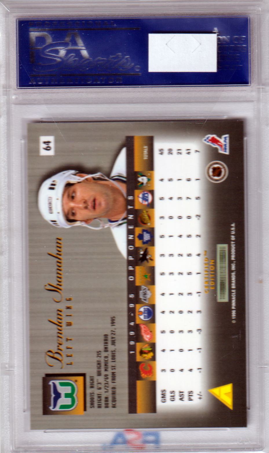 BRENDAN SHANAHAN 1995 - 96 Panini Select Certified #64 PSA 10 GEM MINT POP 1 - Columbia Hobby - Sports Card Boxes - Toploaders - Card Savers