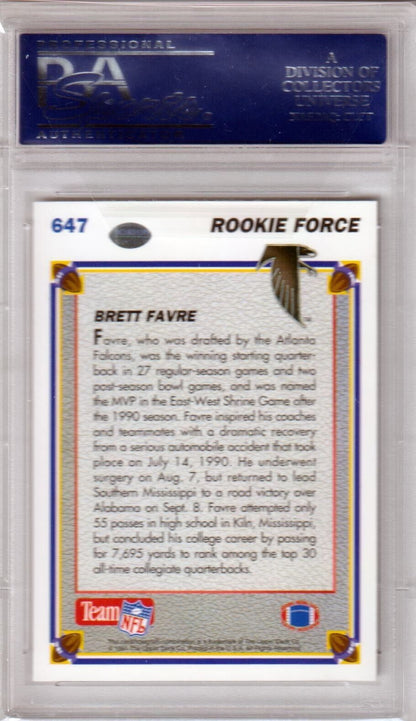 BRETT FAVRE 1991 Upper Deck RC Rookie #647 PSA 10 GEM MINT - FALCONS PACKERS - Columbia Hobby - Sports Card Boxes - Toploaders - Card Savers