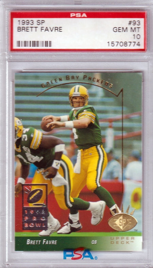 BRETT FAVRE 1993 Upper Deck SP #93 PSA 10 - PACKERS - Columbia Hobby - Sports Card Boxes - Toploaders - Card Savers