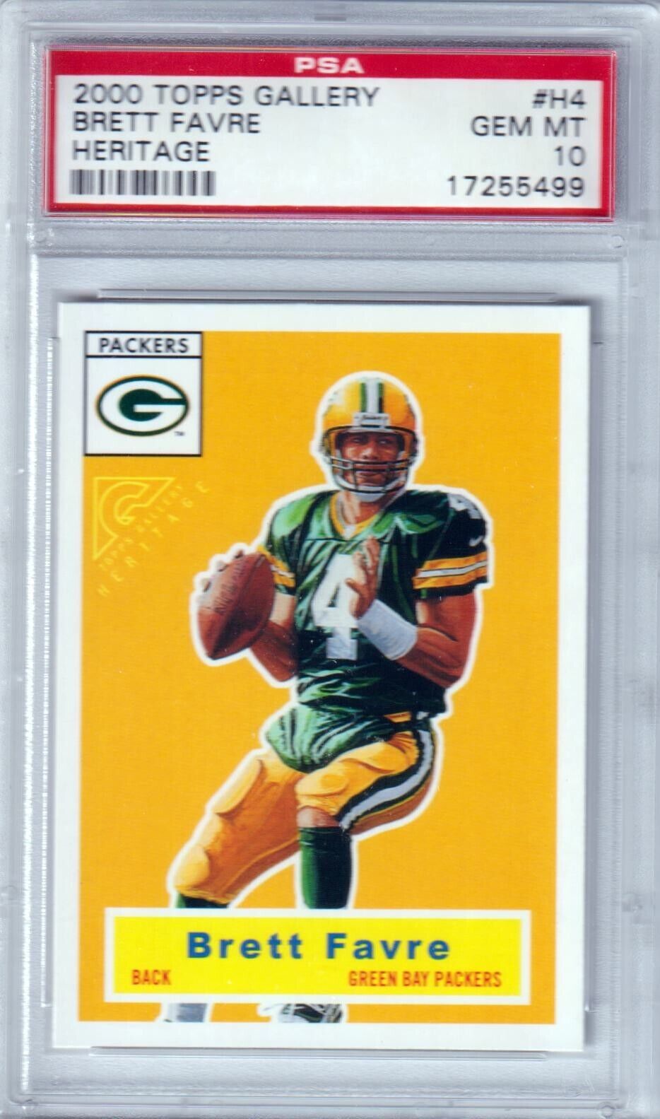 BRETT FAVRE 2000 Topps Gallery Heritage #H4 PSA 10 GEM MINT - PACKERS - Columbia Hobby - Sports Card Boxes - Toploaders - Card Savers